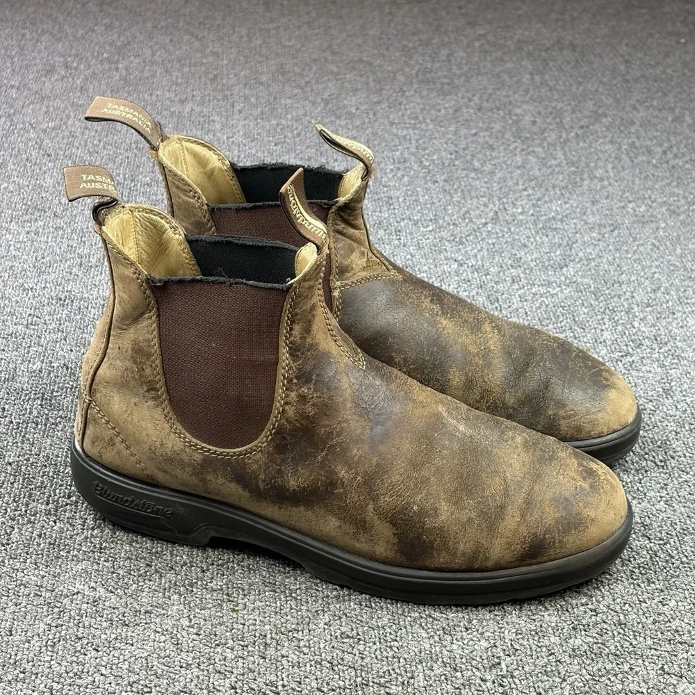 Blundstone Rustic Brown Chelsea Boots Leather Slip On Men's US 11.5 AU 10.5